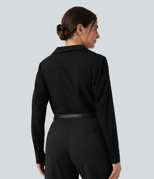 Chemise tailleur manches longues ourlet arrondi