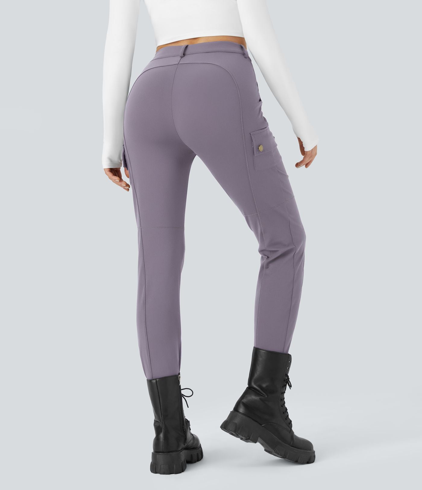 Pantalon cargo ajusté uni taille haute DayStretch avec poches zippées