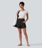 Short décontracté SoftlyZero™ Airy taille haute coupe ajustée à ourlet arrondi, avec poches, 10 cm
