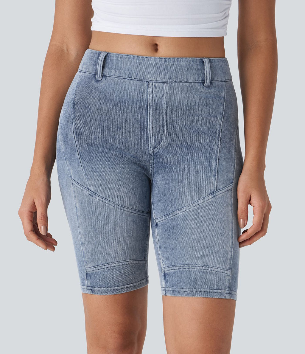 Halara Flex™ Short 22,8cm Casual En Denim Extensible Avec Poche Arrière Taille Midi