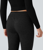 Pantalon jogging évasé thermique polaire chiné séchage rapide taille mi-haute avec cordon de serrage - UPF40+