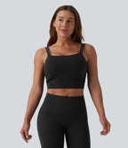 Débardeur de yoga cropped Halara UltraSculpt™ à doubles bretelles dos torsadé ouvert avec soutien-gorge intégré – Bonnets E-G