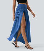 Breezeful™ Jupe Taille Haute Casual Maxi Séchage Rapide Fluide Fente Plissée 2 en 1
