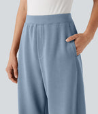Pantalon décontracté SpacerTek™ taille haute, coupe relax large 7/8, avec poches