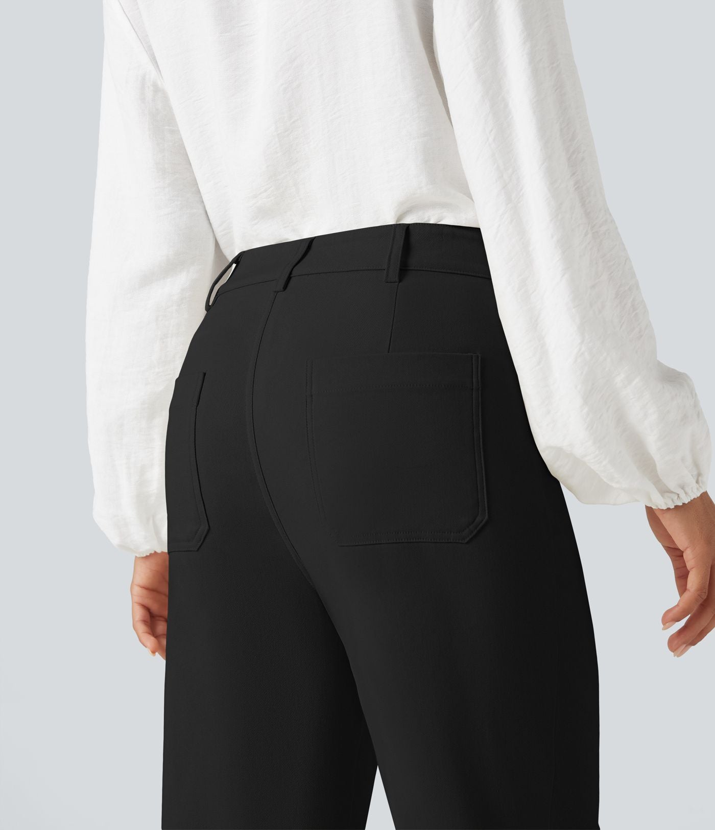 Pantalon tailleur évasé taille haute avec poches