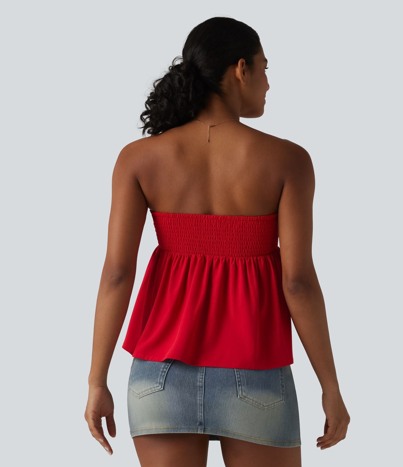 Haut bandeau babydoll Breezeful™ à smocks, bas volanté et séchage rapide