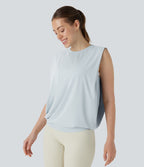 Débardeur de yoga col rond froncé, tissu rafraîchissant - Protection UPF50+
