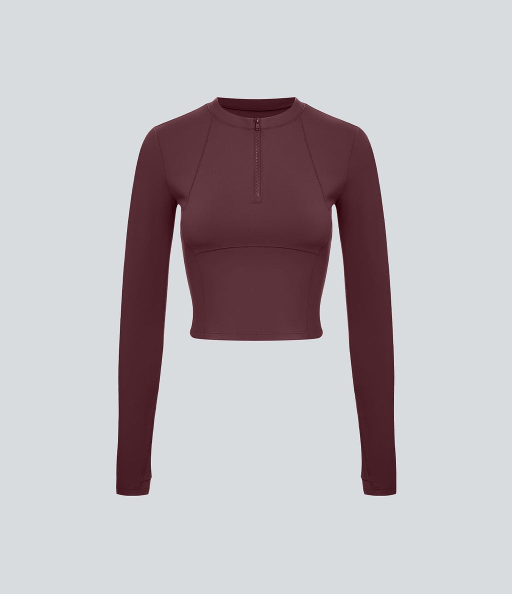 Softlyzero™ Plush Top Sport de Golf Court à Manches Longues avec Trou pour Pouce et Demi-Zip