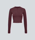 Softlyzero™ Plush Top Sport de Golf Court à Manches Longues avec Trou pour Pouce et Demi-Zip