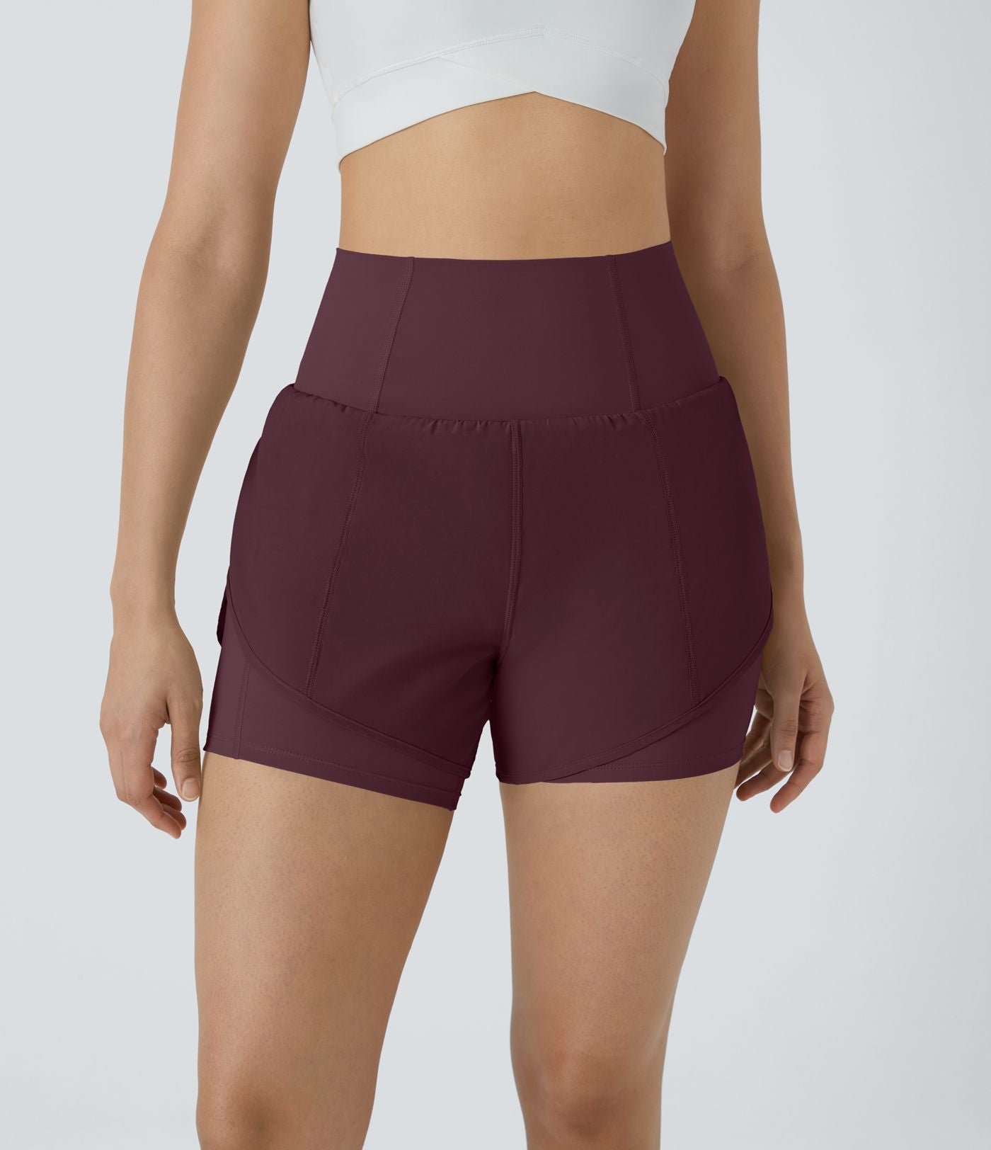 Breezeful™ Short 8,8cm Yoga Séchage Rapide 2 en 1 Taille Super Haute Ourlet Courbé Poches Latérales