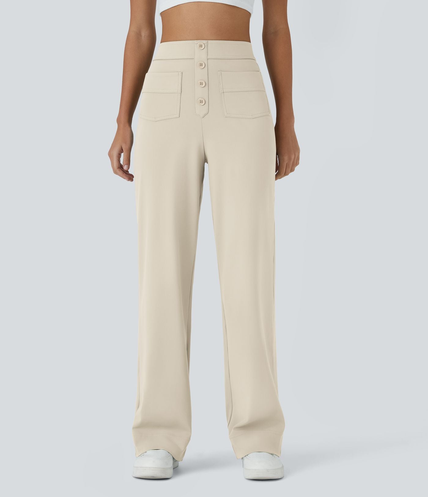 Pantalon taille haute coupe droite DayStretch avec poches