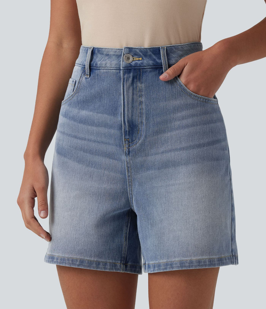 Short denim ample décontracté Halara Flex™ taille haute avec poches
