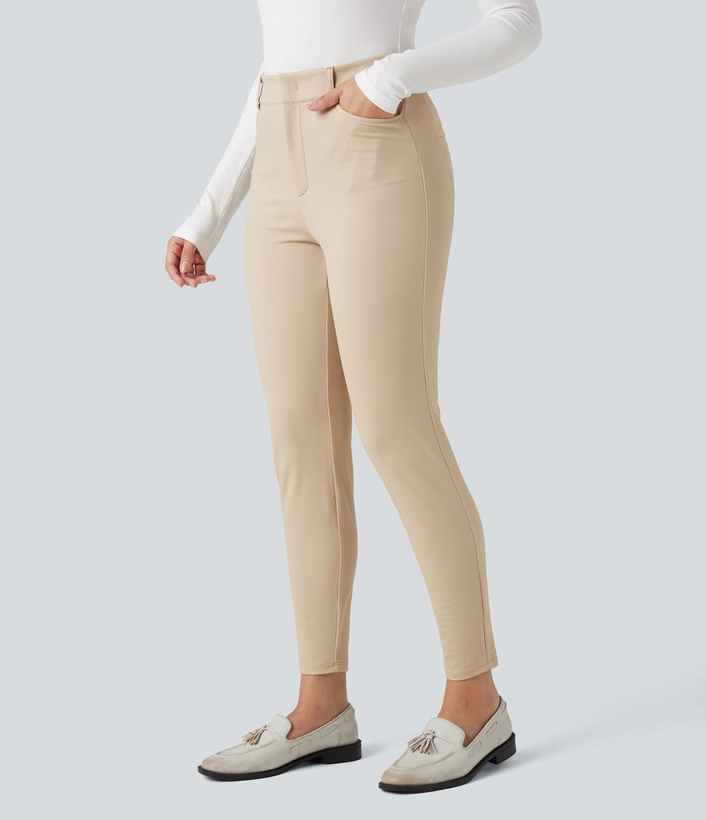 Pantalon tailleur Halara Flex™ skinny chevrons taille haute avec poches