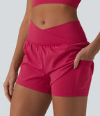 Short de yoga 2-en-1 SoftlyZero™ Airy croisé taille haute 7,5 cm effet frais InstantCool avec poches