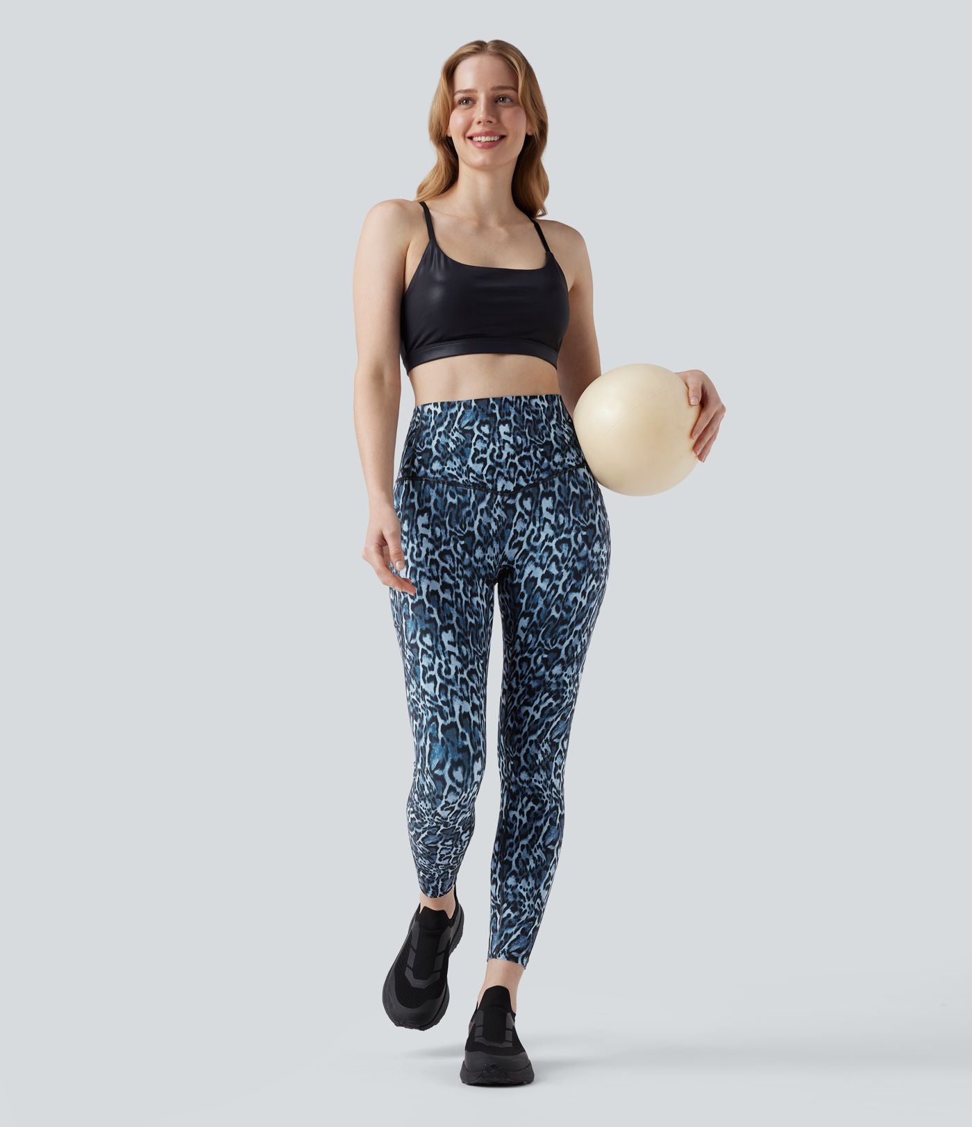 Legging de yoga gainant taille haute imprimé léopard avec poches Halara UltraSculpt™