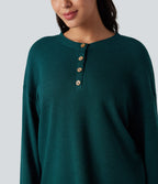 Top détente col henley manches longues gaufré