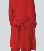 Robe d'intérieur longue tricot ouverte ceinturée manches longues avec poches