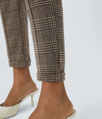 Halara Flex™ Pantalon Tailleur taille mi-haute à motif pied-de-poule avec cordon de serrage et poches latérales