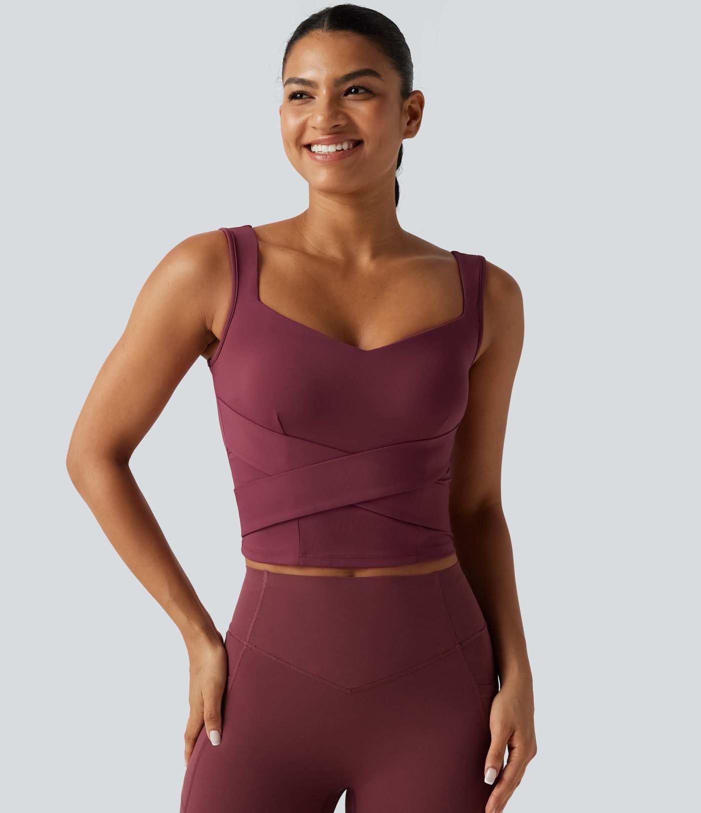 Débardeur de course SoftlyZero™ Airy col cœur croisé brassière intégrée effet frais InstantCool, protection solaire UPF50+