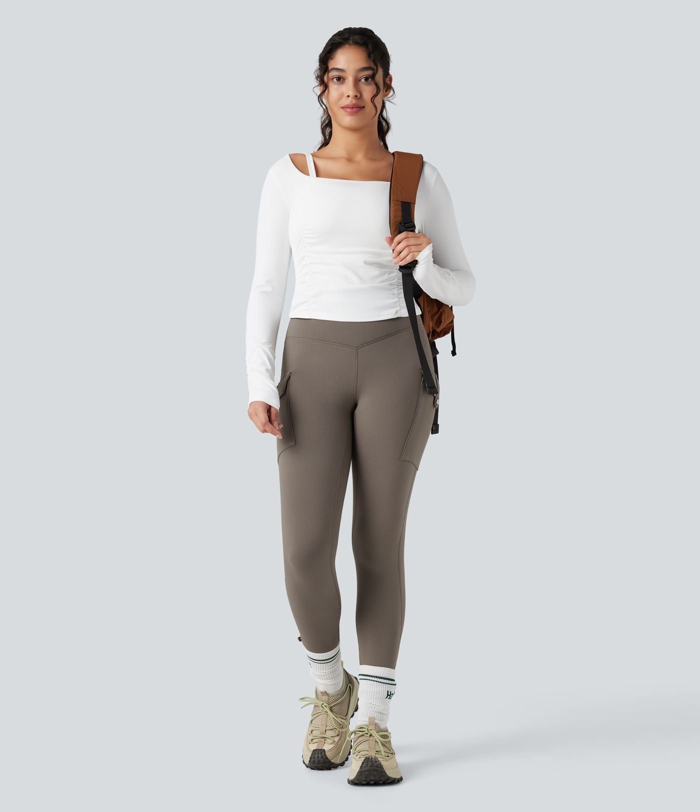 Legging de randonnée polaire gainant taille haute avec poches