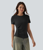 T-shirt col rond manches courtes avec boutons-pression