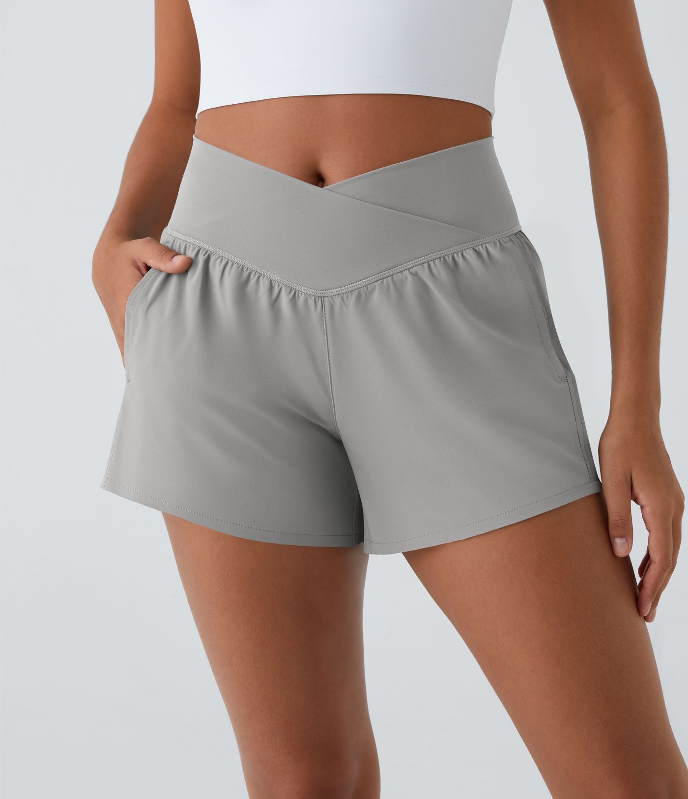 Breezeful™ Shorts 10cm Yoga Séchage Rapide 2 en 1 Taille Haute Poches Latérales Croisées