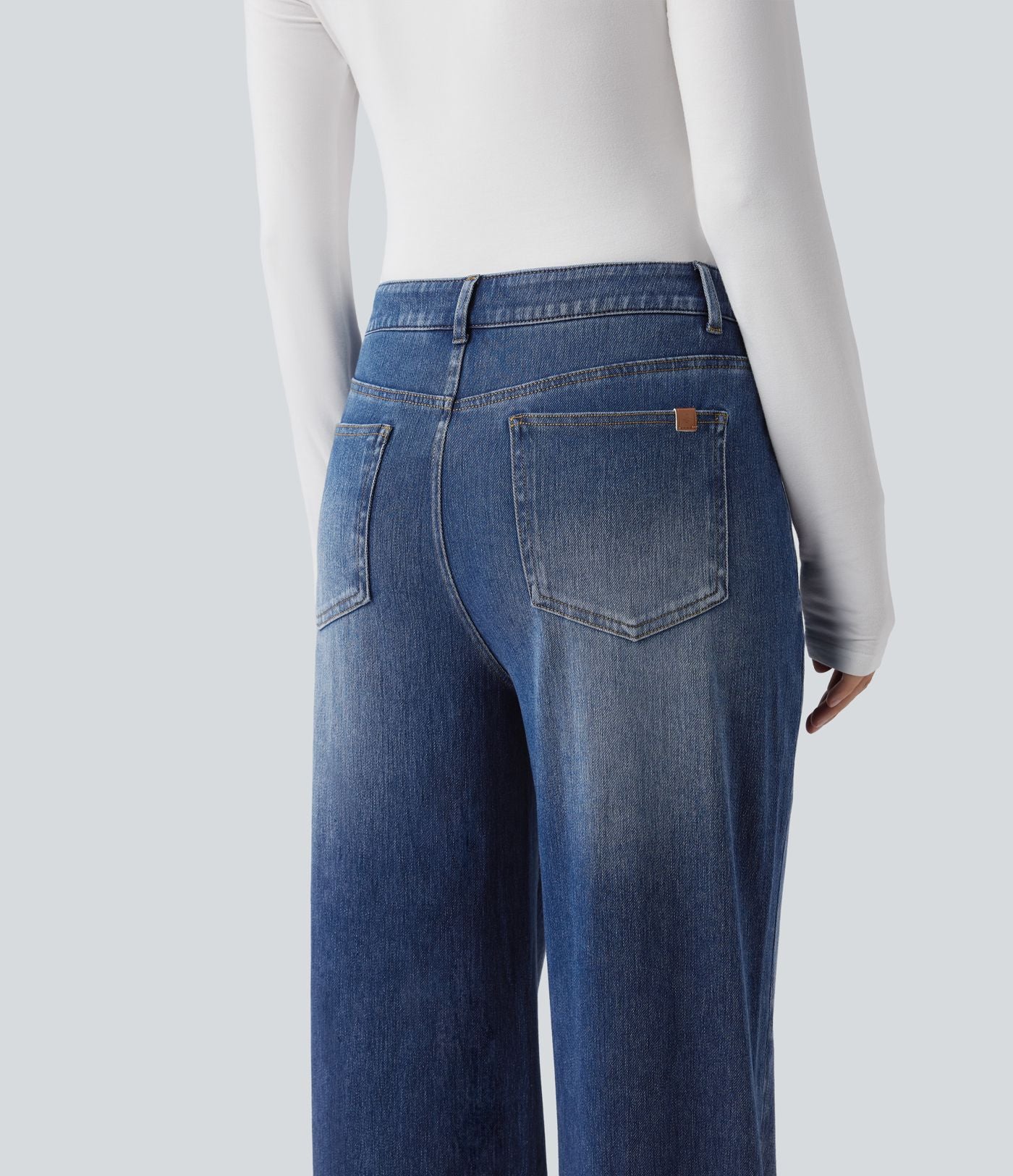 Halara Flex™ Jean coupe droite décontracté taille mi-haute avec poches