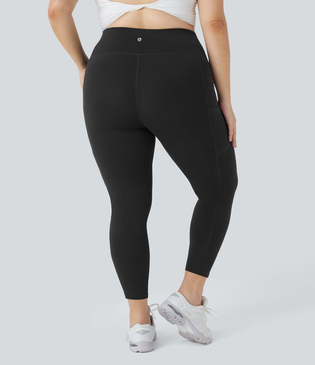 Softlyzero™ Legging Yoga 7/8 Taille Haute à Double Poches Taille Plus Uni