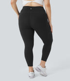 Softlyzero™ Legging Yoga 7/8 Taille Haute à Double Poches Taille Plus Uni