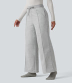 Pantalon thermique coupe droite taille haute avec cordon de serrage et poches