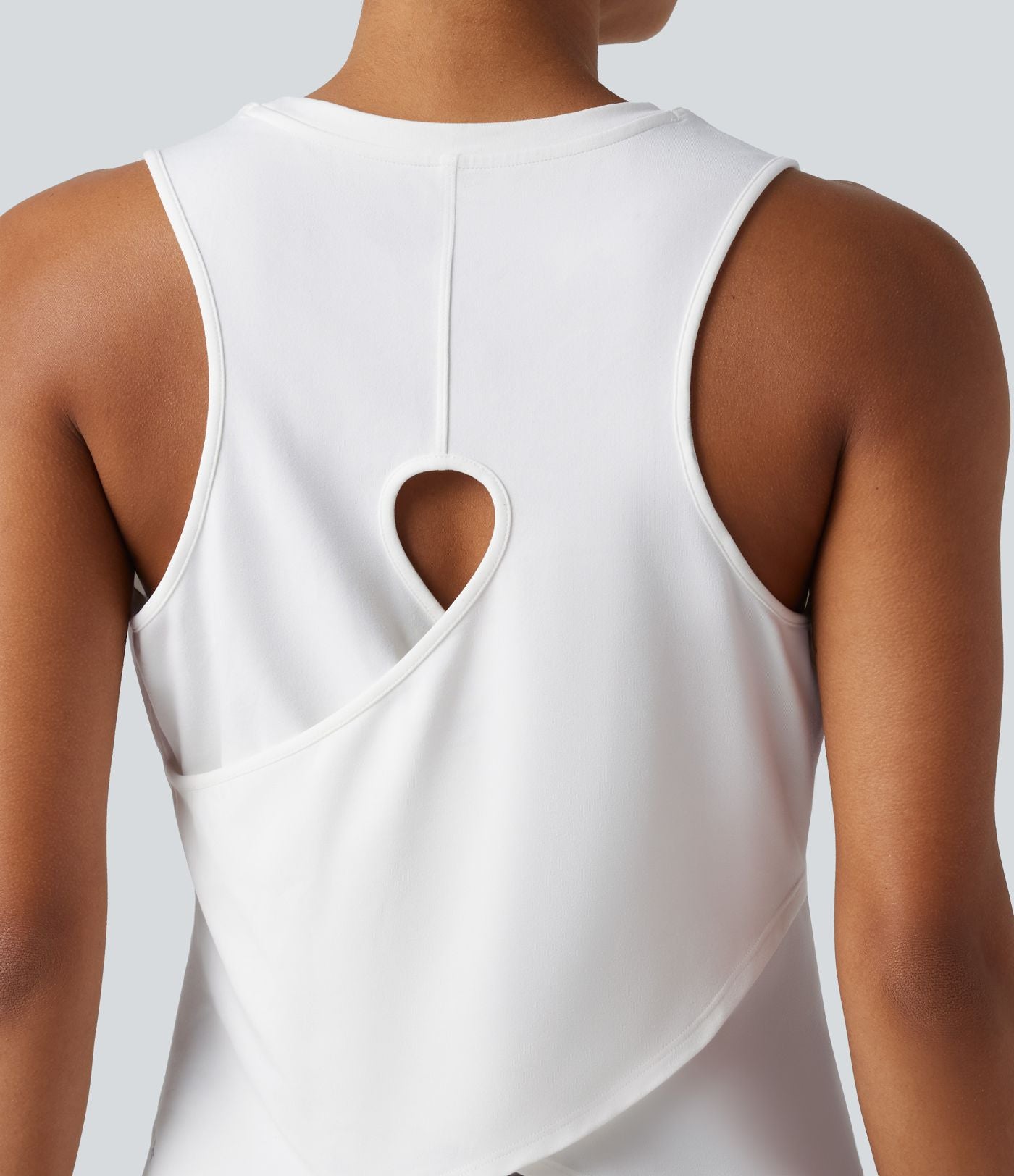 Débardeur de yoga chiné avec découpe et ourlet croisé