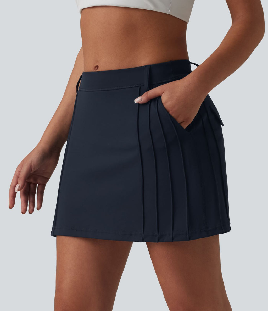 Jupe mini trapèze de golf 2-en-1 taille mi-haute avec poches