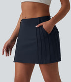 Jupe mini trapèze de golf 2-en-1 taille mi-haute avec poches