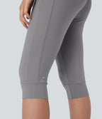 Pantalon corsaire jogging de yoga Softlyzero™ moelleux, taille haute à cordon avec poches latérales