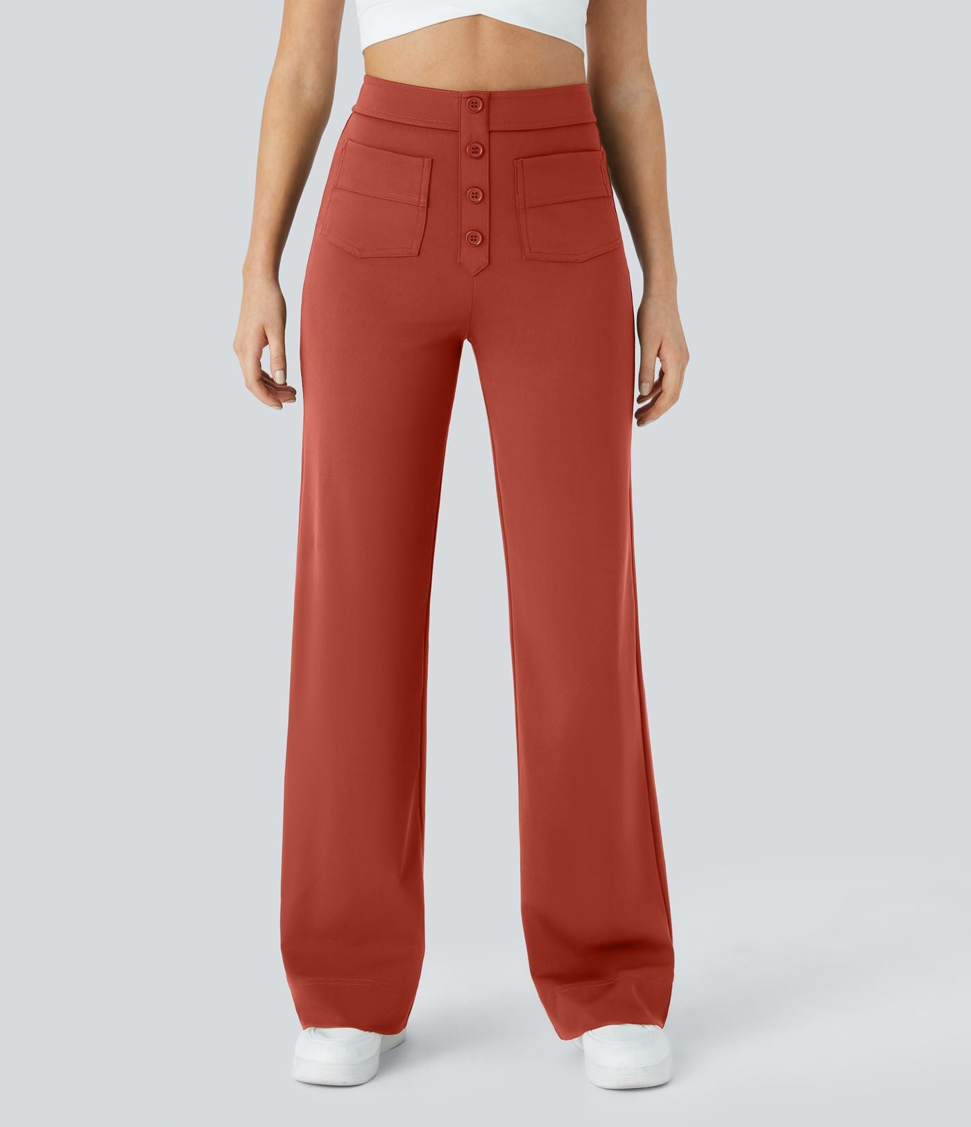 Pantalon taille haute coupe droite DayStretch avec poches