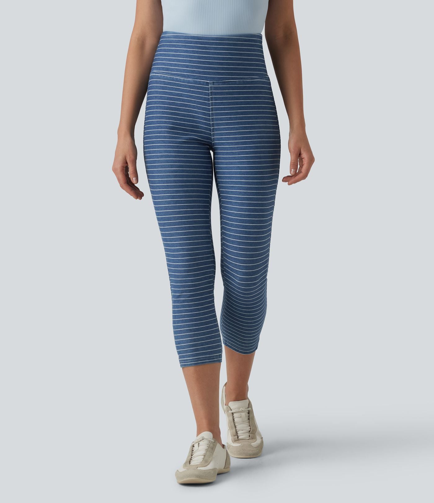 Halara Flex™ Jeggings capri décontracté à rayures fendues taille haute ventre plat avec poches