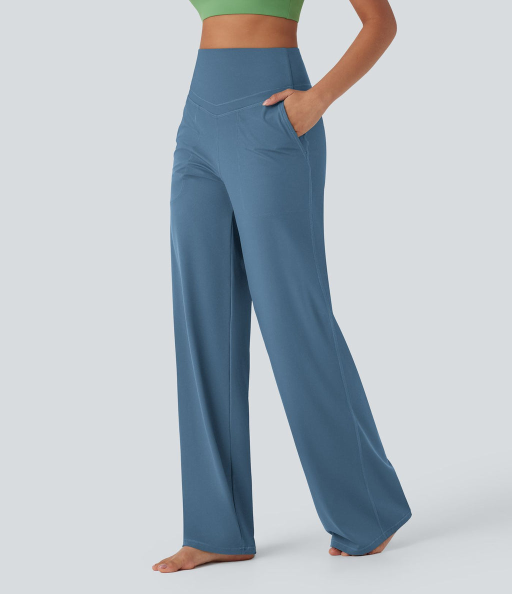 Pantalon de yoga droit gainant taille haute avec poches Halara UltraSculpt™