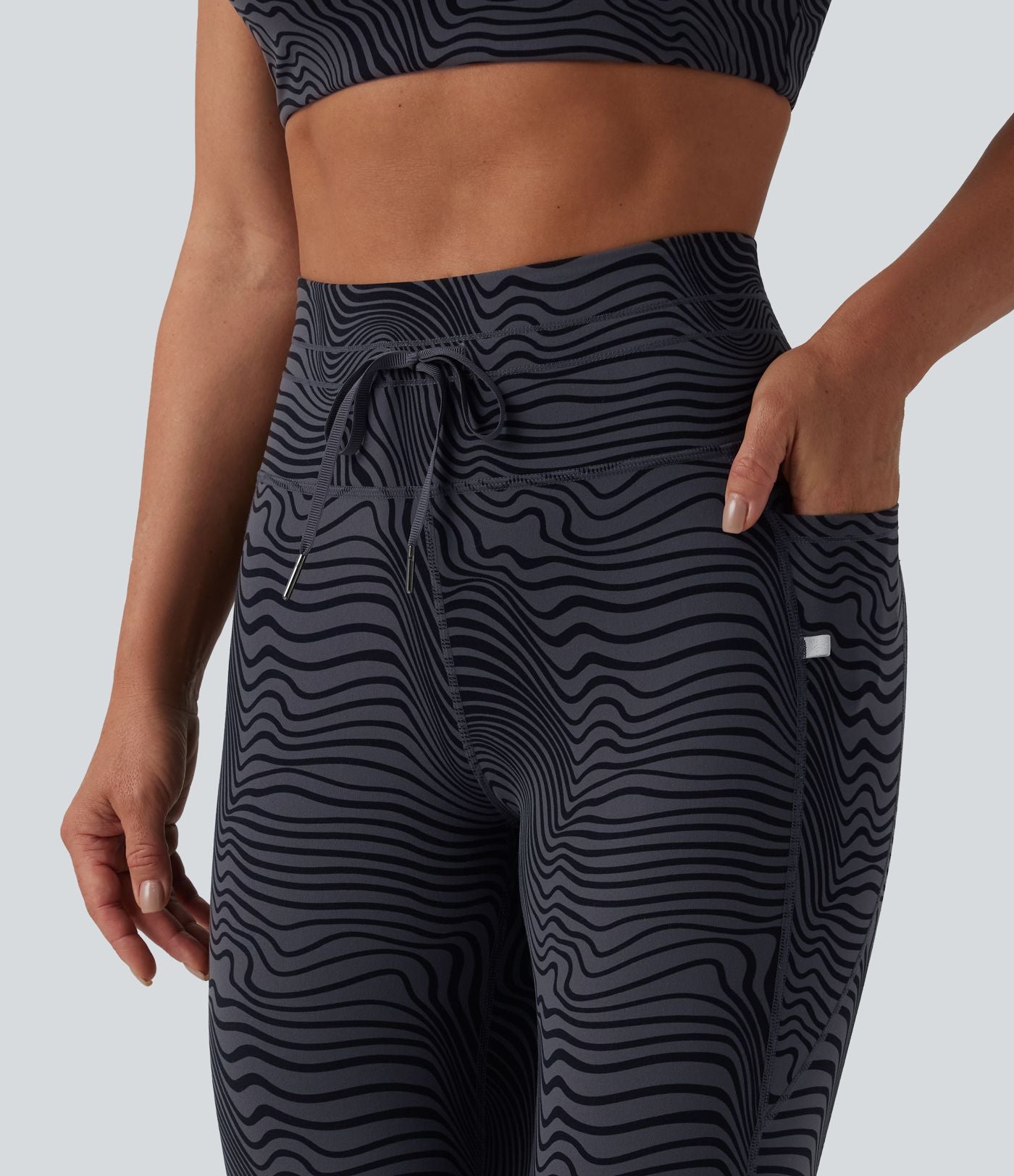 Legging de yoga Halara UltraSculpt™ taille haute avec cordon de serrage imprimé zèbre avec poches