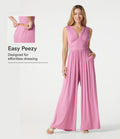 Combinaison côtelée décontractée sans manches à col en V froncée avec brassière intégrée et poches - Édition Easy Peasy