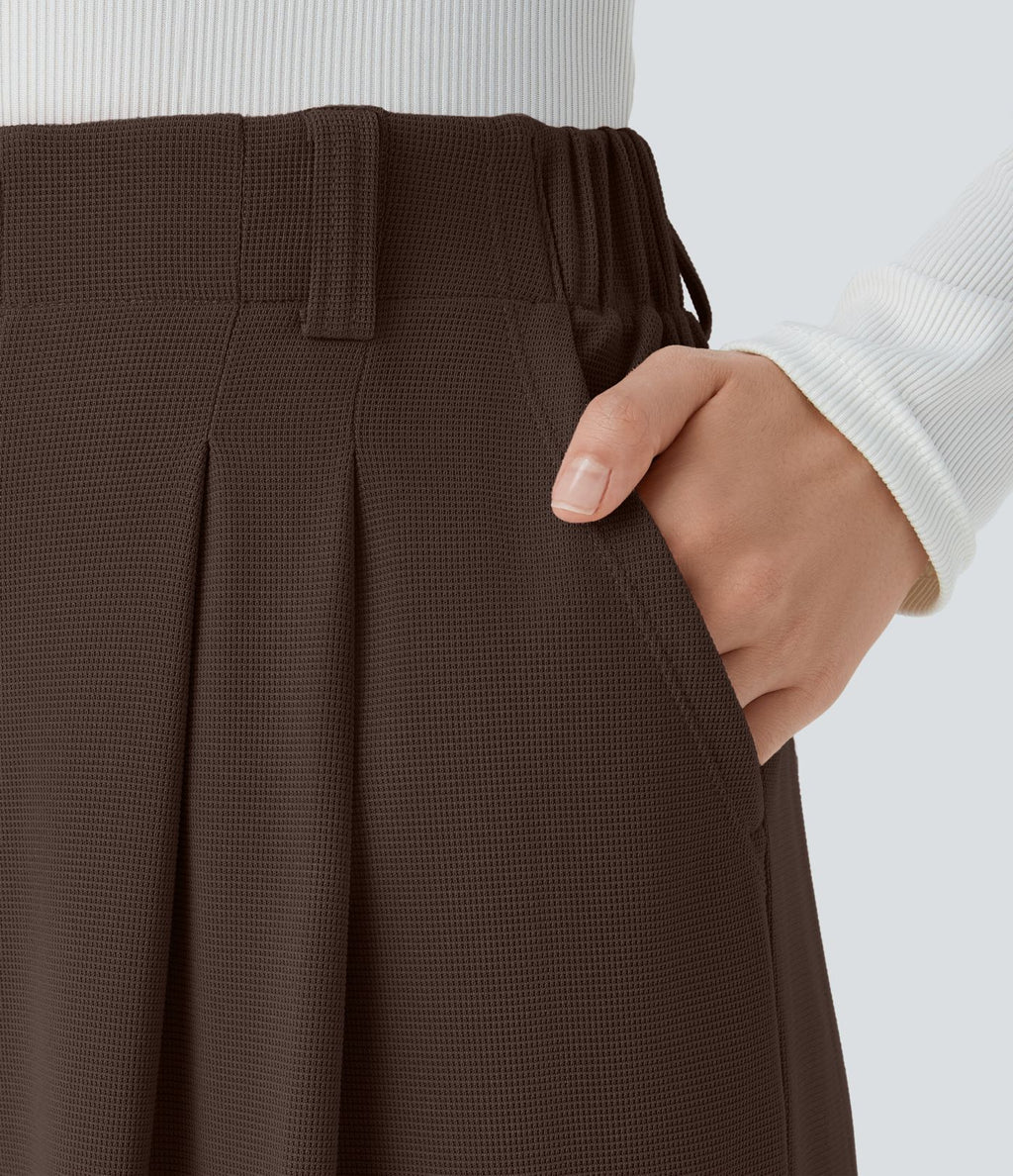 Pantalon Tailleur Large Fluide Halara Flex™ Gaufré Taille Haute Poches Latérales