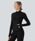 Veste de yoga Halara UltraSculpt™ col montant froncée push-up manches longues à trous pouces avec poches