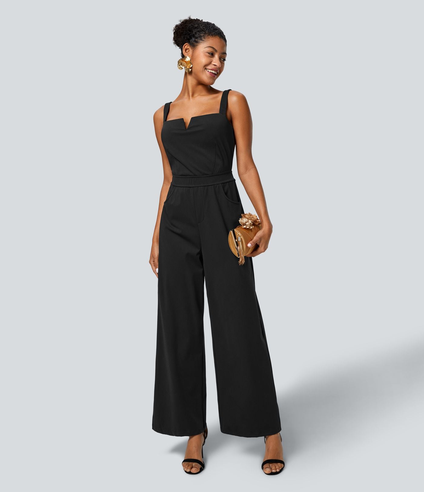 Combinaison SoftlyZero™ Airy invitée de mariage et demoiselle d'honneur dos nu avec nœud au dos, poches latérales effet frais InstantCool