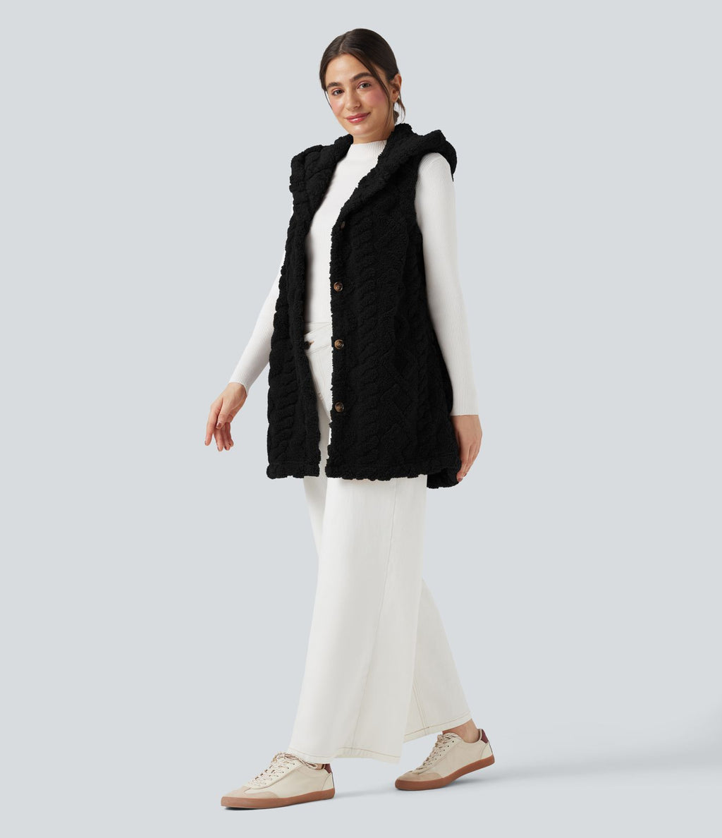 Gilet sherpa à capuche