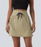 Jupe mini de randonnée 2 en 1 taille haute avec cordon de serrage et poches