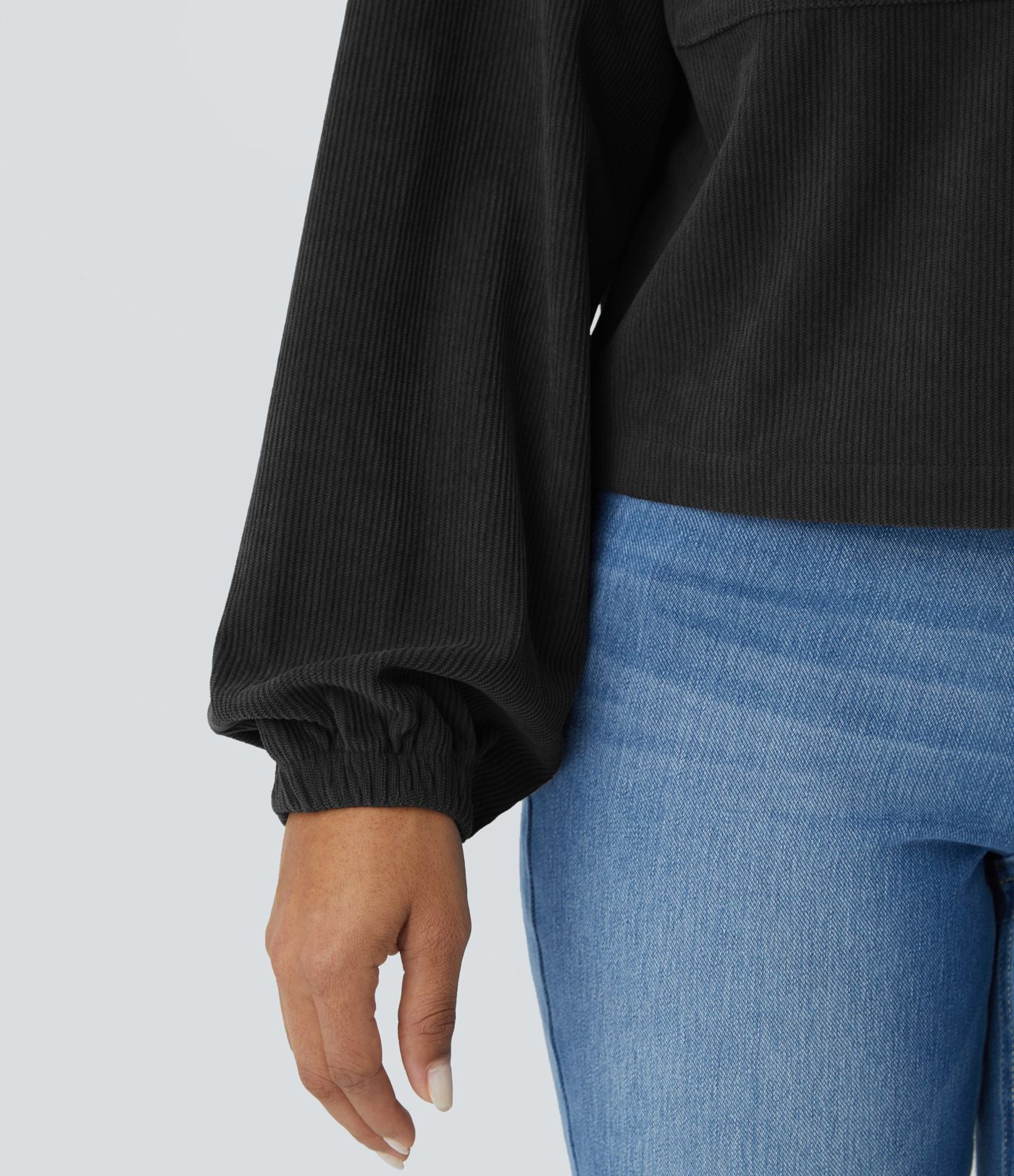 Veste décontractée en velours côtelé à col, boutonnage, manches longues et poches poitrine