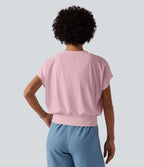 Haut de sport yoga oversize col V à manches courtes effet frais InstantCool à séchage rapide