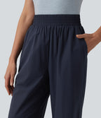 Pantalon casual large ample taille haute avec poches