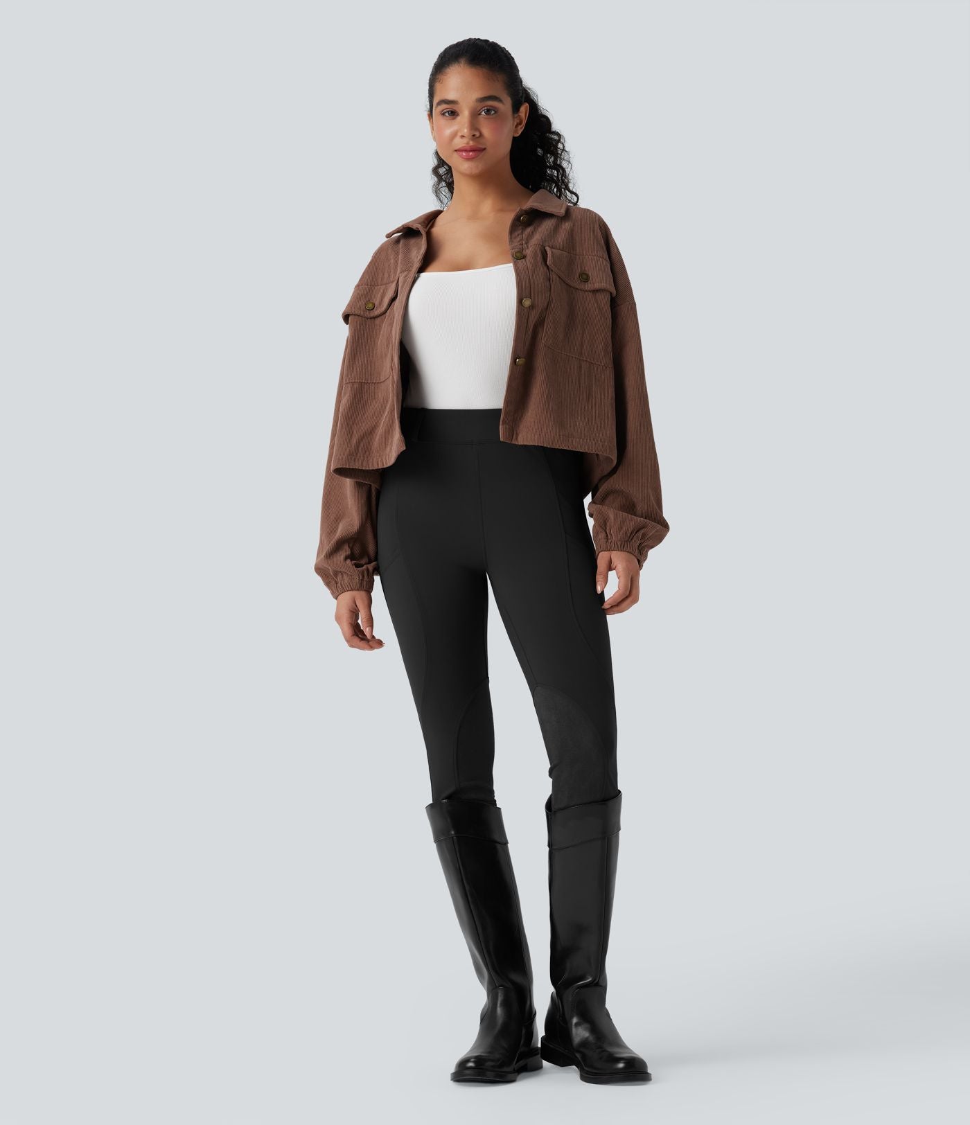 Pantalon ajusté taille haute effet daim contrastant DayStretch avec poches