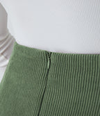 Mini-Jupe Casual en Velours Côtelé 2 en 1 Fermeture Éclair Invisible Taille Haute