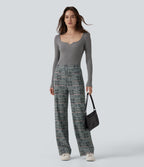 Pantalon tailleur Halara Flex™ à carreaux taille haute coupe droite avec poches